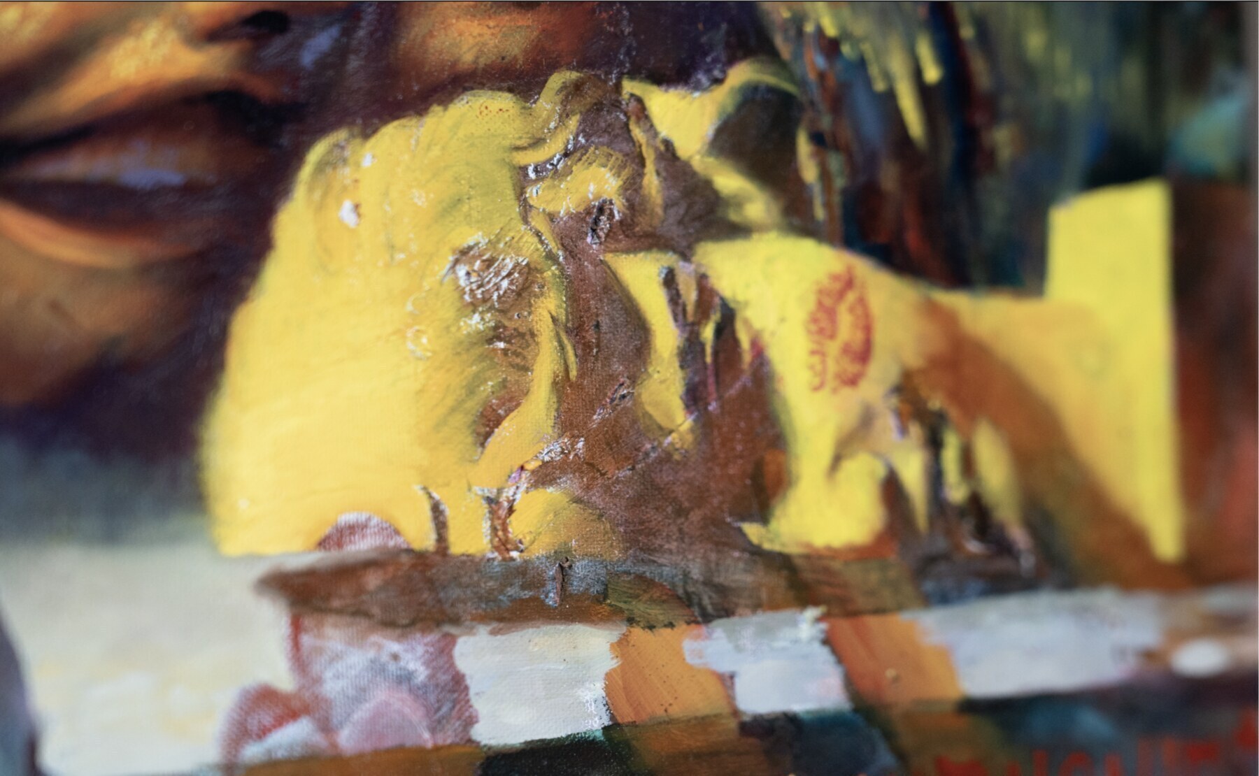 Dissonant Harmonies surface detail — impasto oil paint macro