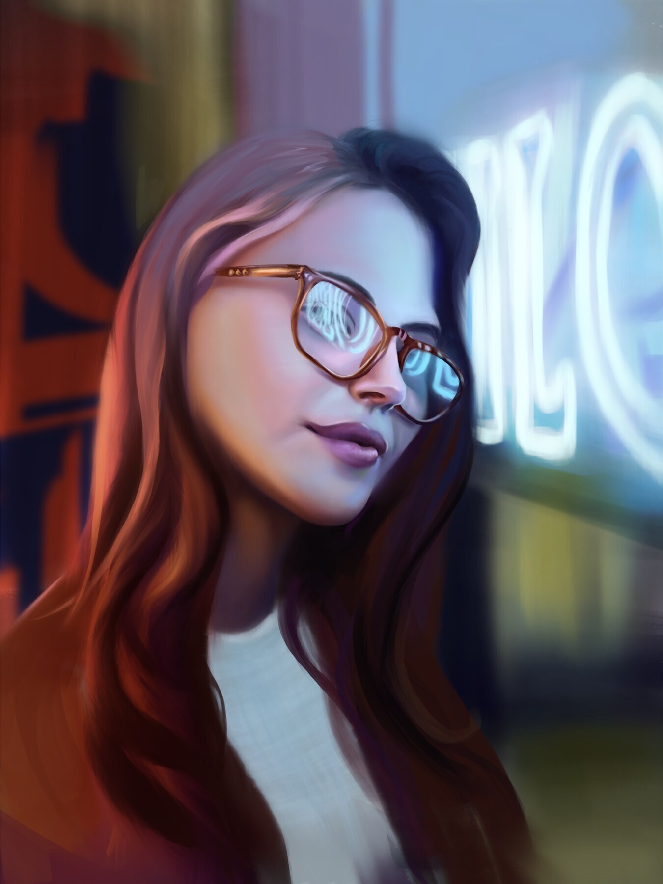 Neon Portrait — digital study, cinematic portrait lighting