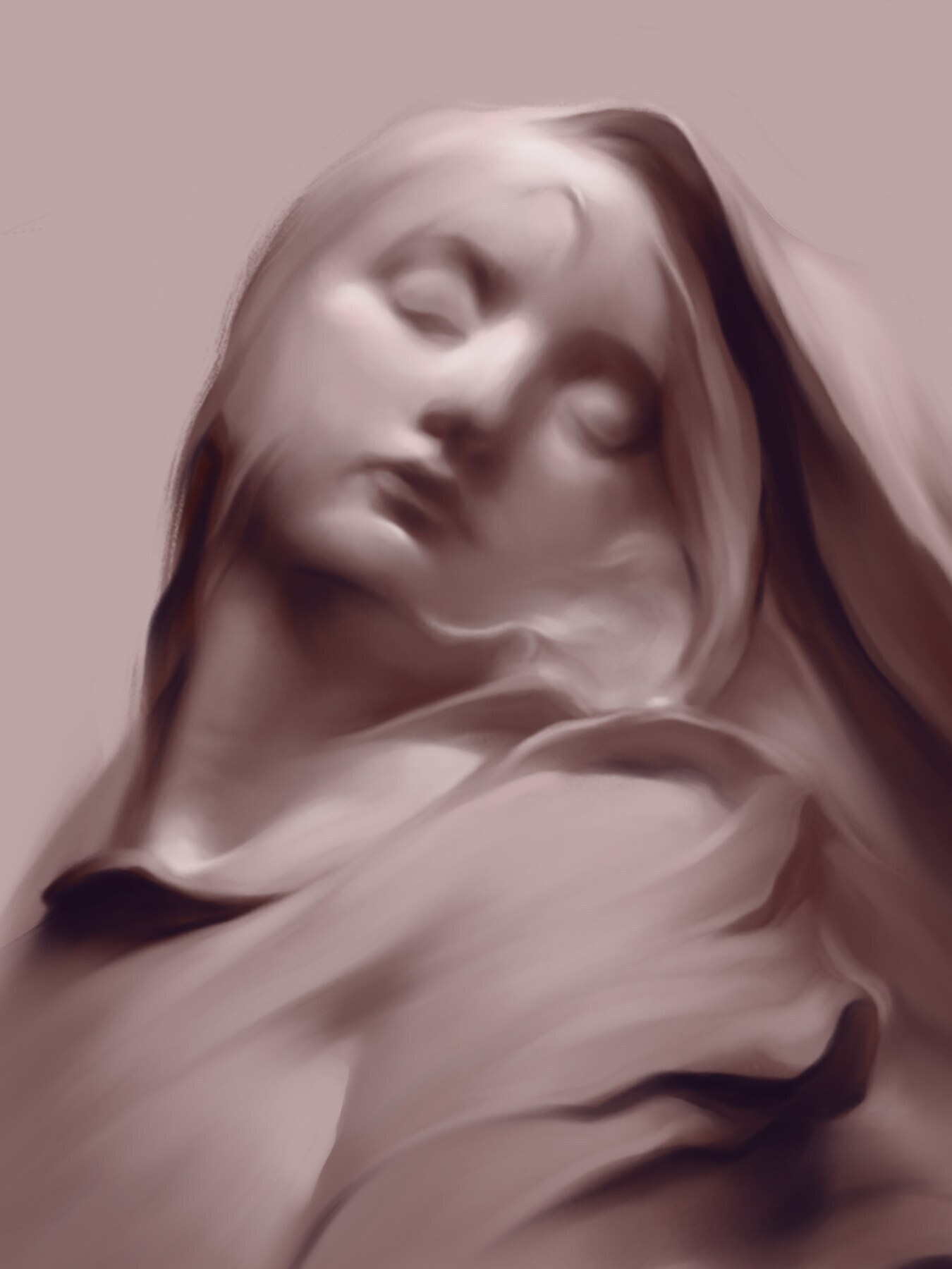 Saint Study — digital painting after classical sculpture