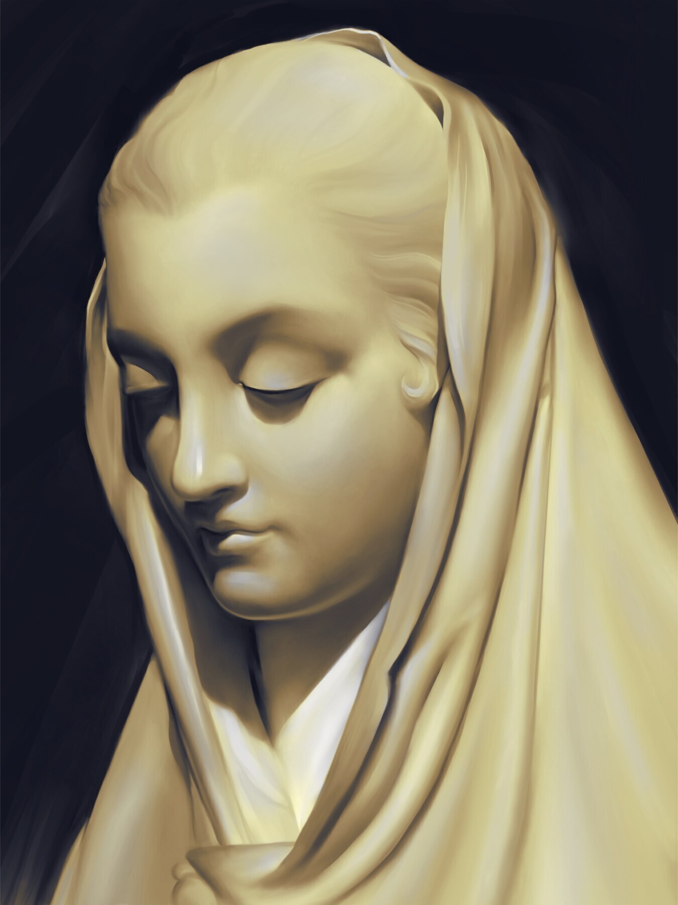 Veiled Figure — digital painting after classical sculpture